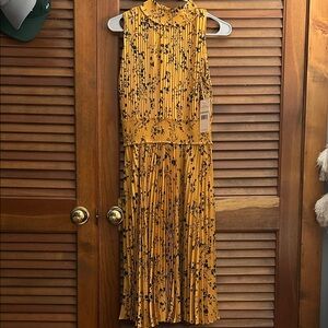 Nanette Lepore Yellow and Black Floral Midi Dress